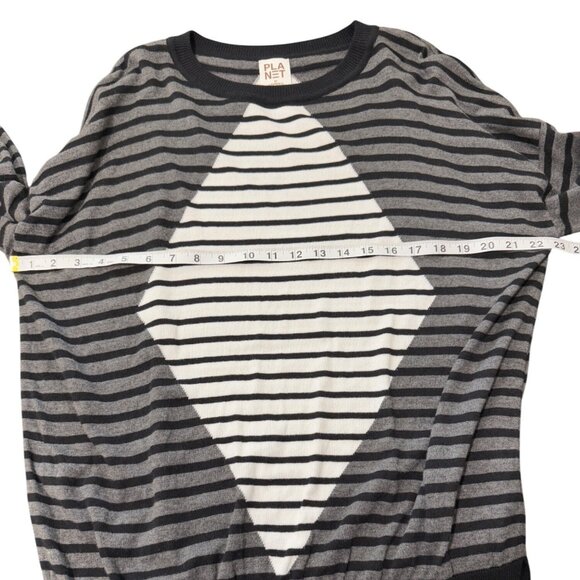 Planet Lauren G Sweater Black Stripe Cotton Modal Peru Women One Size Fits All - Picture 5 of 8
